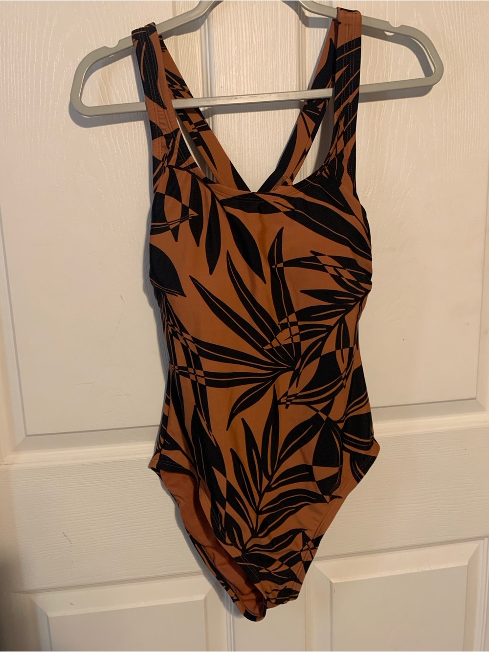 all in motion Brown and Black Tropical Leaf One-Piece bathingsuit